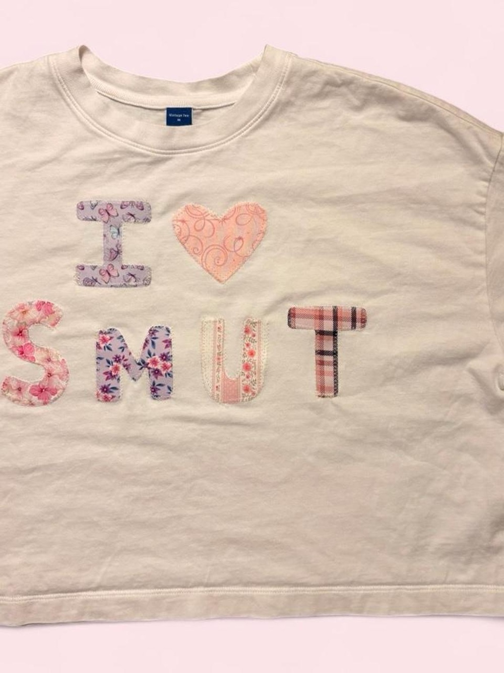 I ♥️ S M U T handmade patchwork cotton t shirt